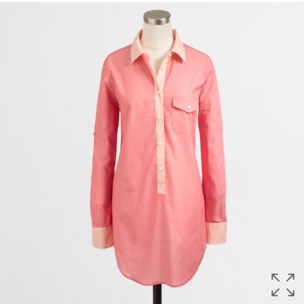 J. Crew Pink Button Down Tunic Shirt XXS